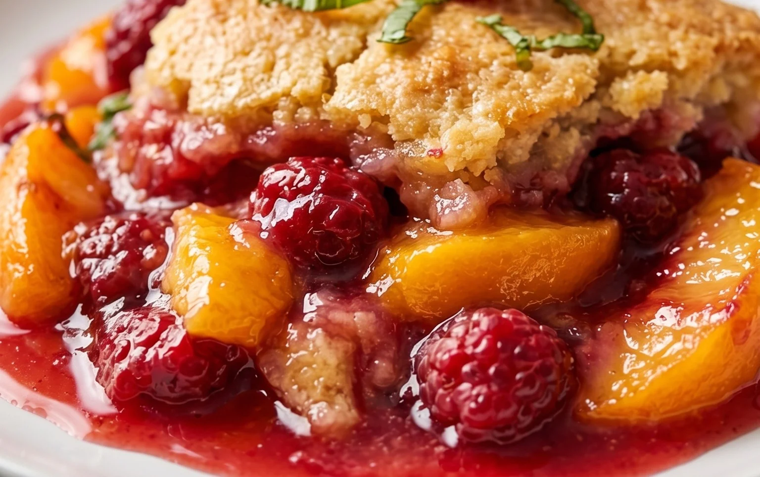 Easy Peach and Raspberry Cobbler