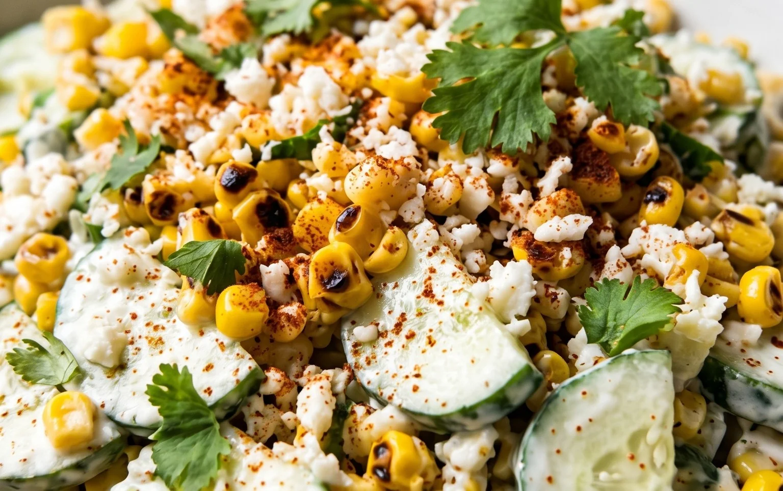 Street Corn Creamy Cucumber Salad