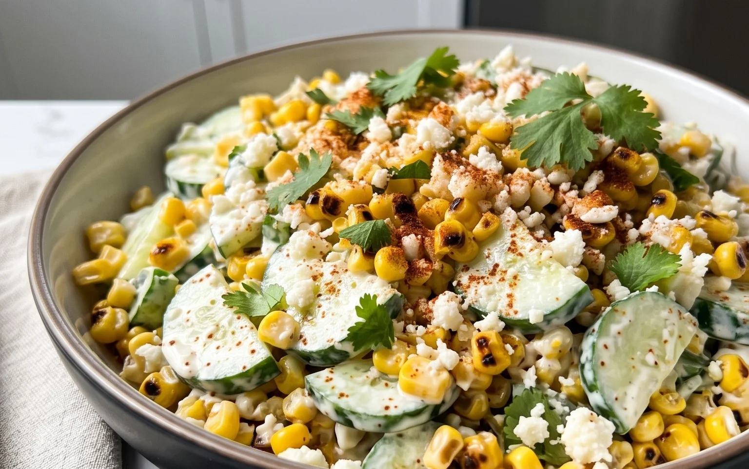 Street Corn Creamy Cucumber Salad