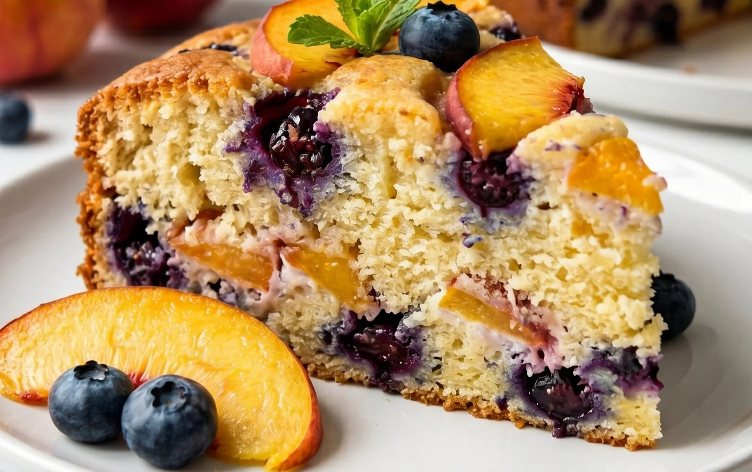 Peach and Blueberry Greek Yogurt Cake