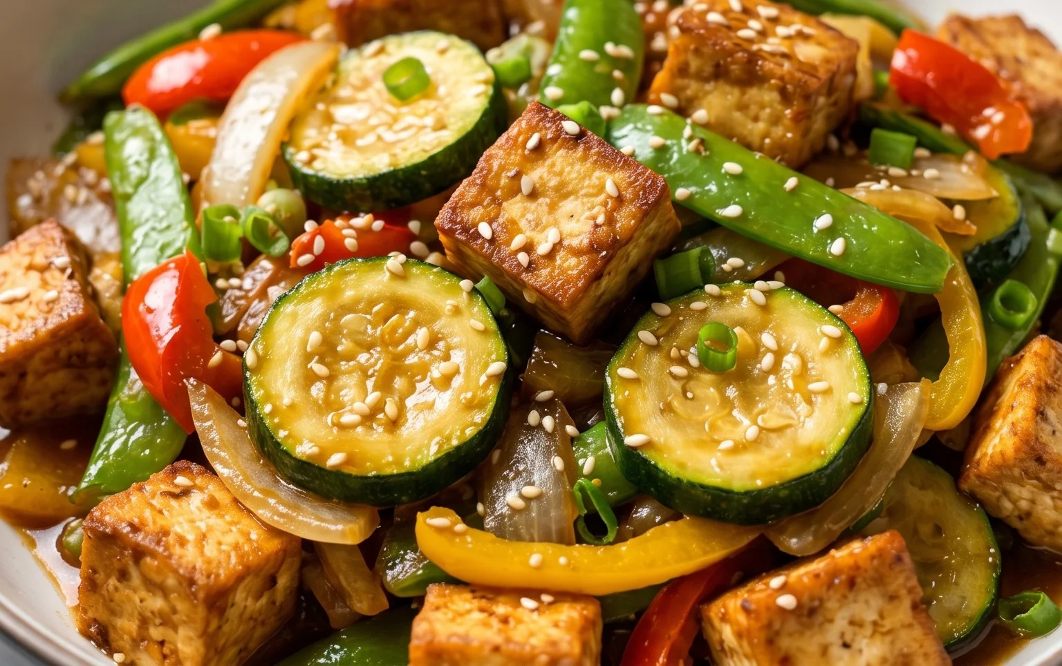 Zucchini Stir Fry With Tofu (Vegan)