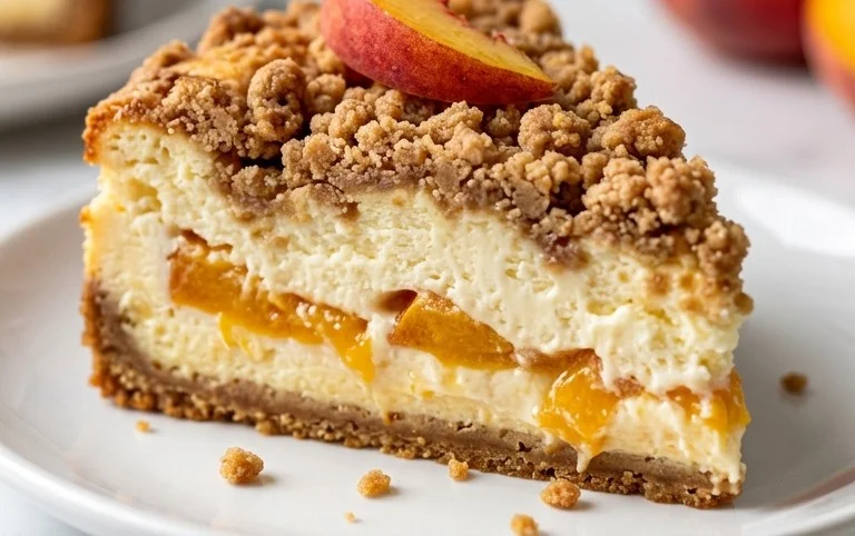 Peach Cream Cheese Cake with Streusel Topping