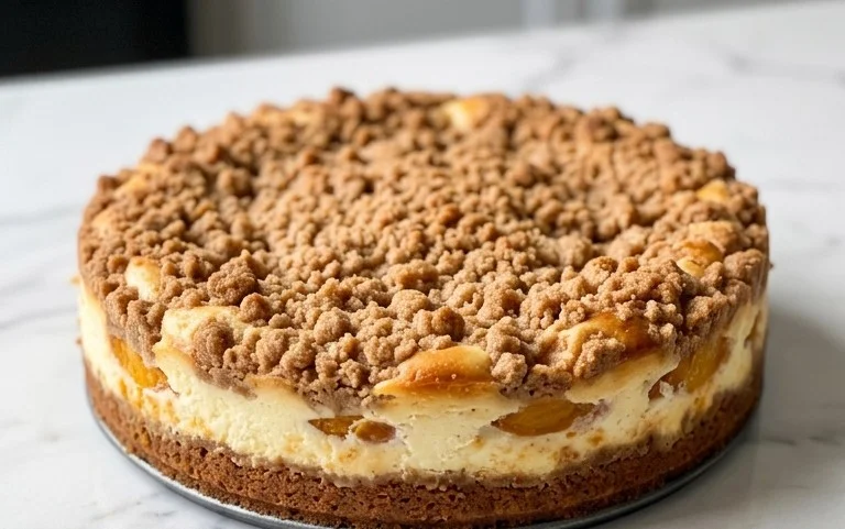 Peach Cream Cheese Cake with Streusel Topping