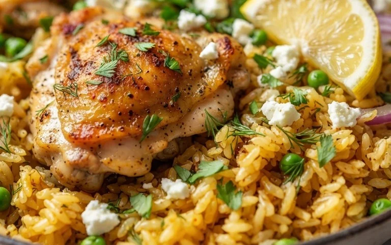 Greek Chicken and Lemon Rice (30 Minutes, One-Pot)