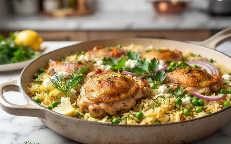 Greek Chicken and Lemon Rice (30 Minutes, One-Pot)