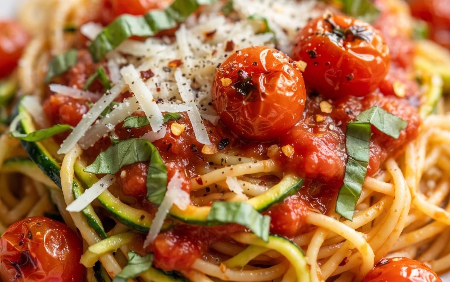Healthy Tomato Zucchini Pasta