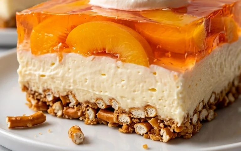 Peach Pretzel Salad Dessert