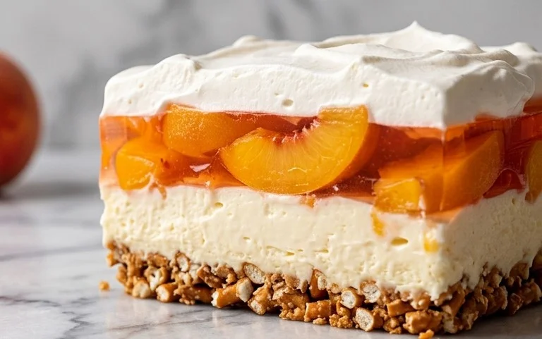 Peach Pretzel Salad Dessert