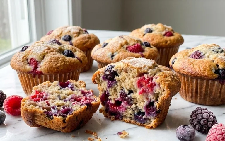 Bakery Style Mixed Berry Muffins | with Frozen Berries