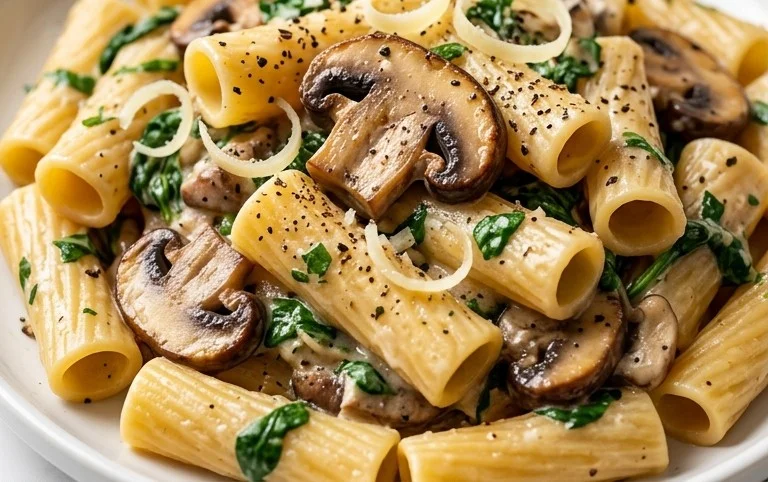 Parmesan Spinach Mushroom Pasta Skillet
