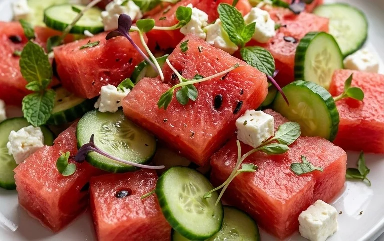 Watermelon Salad with Cucumber and Feta