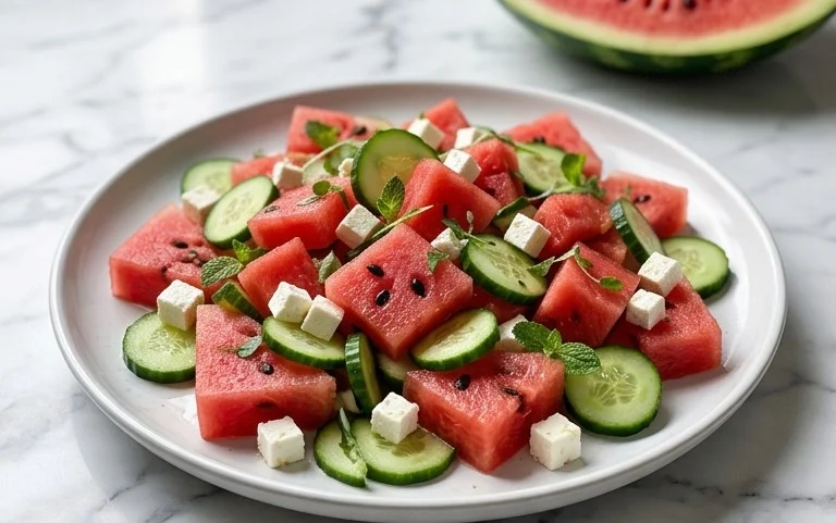 Watermelon Salad with Cucumber and Feta