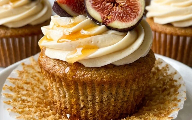 Fig Cupcakes with Honey Cream Cheese Frosting