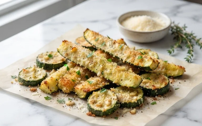 Irresistibly Crunchy Garlic Parmesan Roasted Zucchini